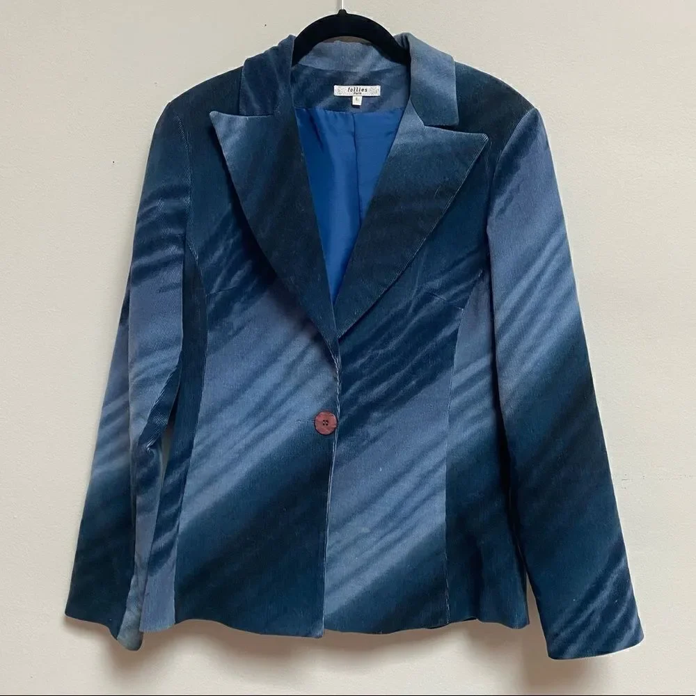 EPIC Unique 1990’s Vintage Tie-Dye Duotone Burnout Corduroy Blazer Jacket